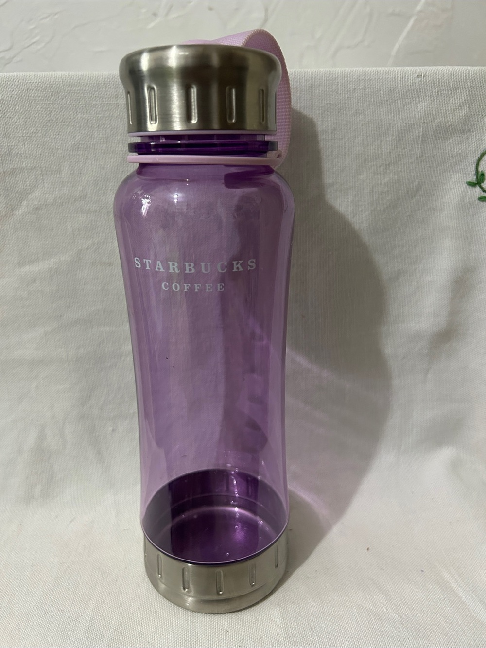 Starbucks Lavender Transparent Water Bottle with Silver Accents